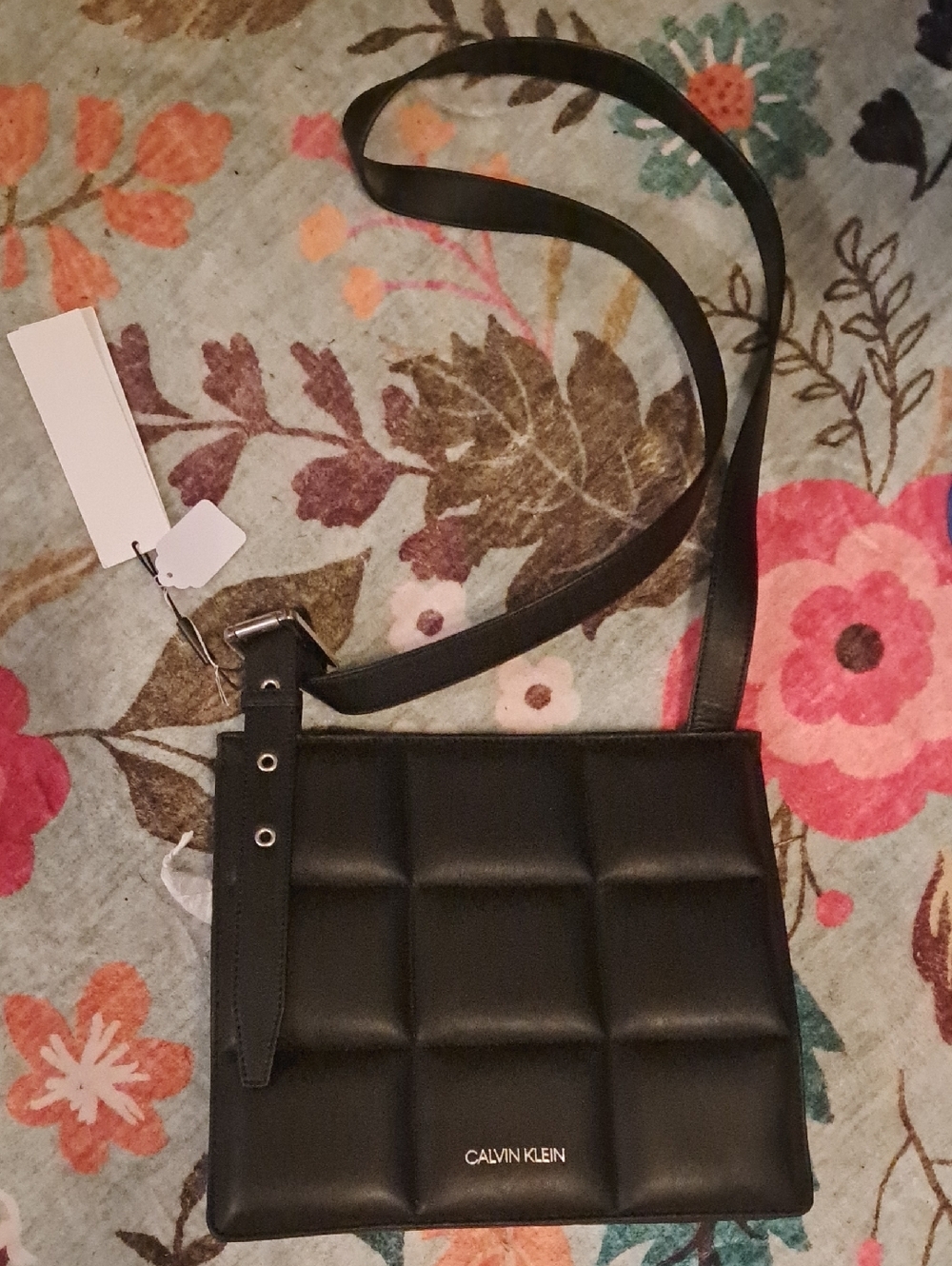 Calvin Klein Black Quilted Padded Crossbody Bag